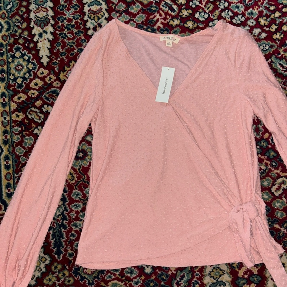 NWT Rolla Coster light pink dot design tie detail top